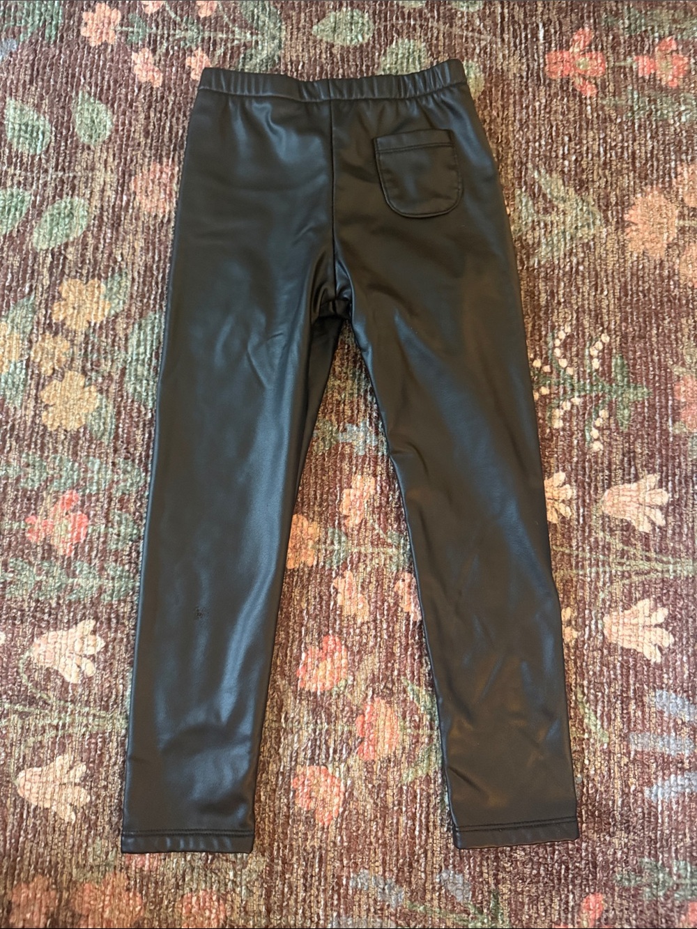 Zara Black Faux Leather Kids Leggings with Back Pocket